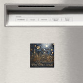 Aimant Étoile nuit sur le paysage urbain 2 de 8 carré (In Situ (Lave-vaisselle))