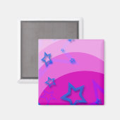 Aimant Étoiles bleues avec rose (Recto/Verso)
