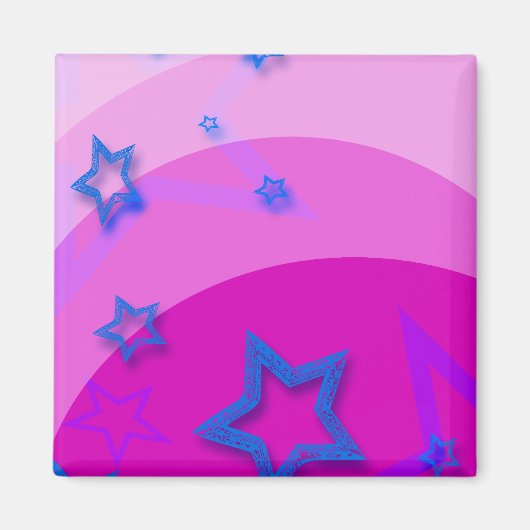 Aimant Étoiles bleues avec rose (Devant)