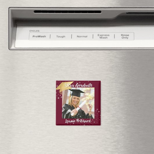 Aimant Étoiles de photo marron or Casquette Brush Script (In Situ (Lave-vaisselle))