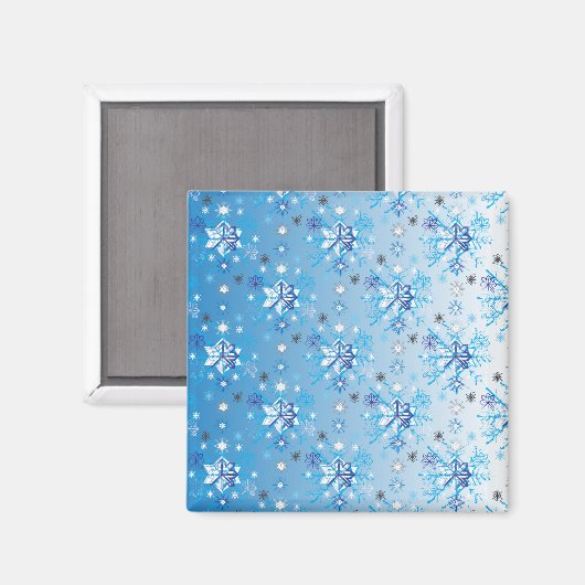 Aimant Étoiles et flocons de neige bleu et blanc complexe (Recto/Verso)