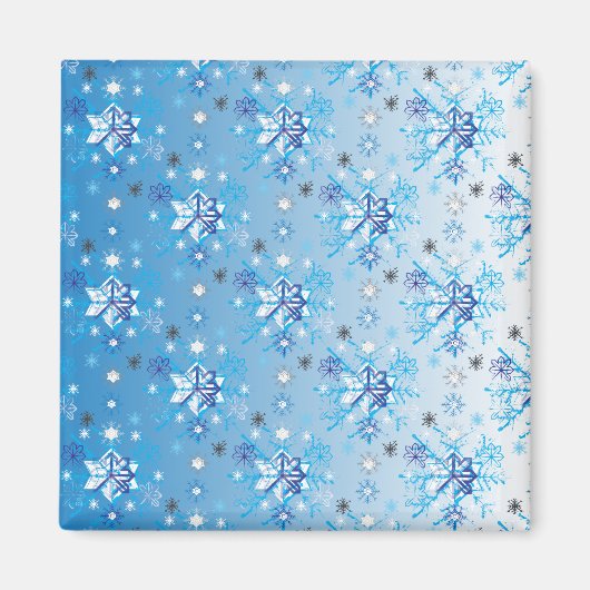 Aimant Étoiles et flocons de neige bleu et blanc complexe (Devant)