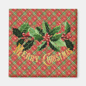 Aimant Étoiles rouges d'or de Noël plaquées avec couronne (Devant)