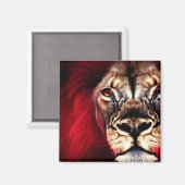 Aimant Étonnant Lion mâle sauvage de fleur (Recto/Verso)