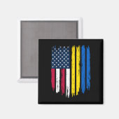 Aimant Étranger immigrant - États-Unis Ukraine Drapeau (Recto/Verso)