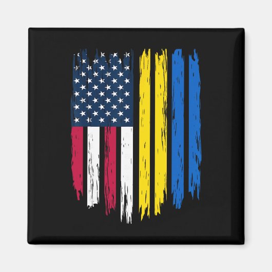 Aimant Étranger immigrant - États-Unis Ukraine Drapeau (Devant)