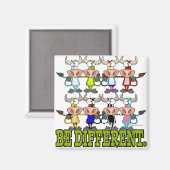 Aimant ÊTRE DIFFÉRENTES vaches funky amusantes (Recto/Verso)