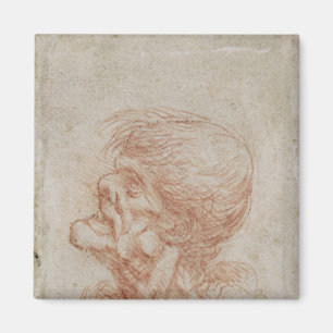 Aimant Étude de tête de caricature d'un vieil homme,