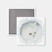 Aimant Étude de tête de chat persan argenté (Recto/Verso)