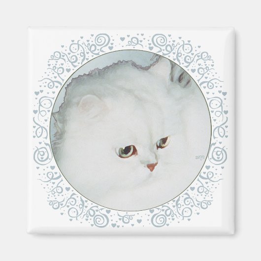 Aimant Étude de tête de chat persan argenté (Devant)
