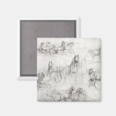 Aimant Étude des chevaux (Recto/Verso)