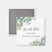 Aimant Eucalyptus Green Wedding Enregistrer La Date (Recto/Verso)