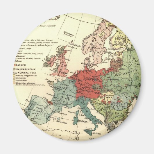 Aimant Europe Carte Pays Antique Mondiale (Devant)