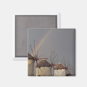 Aimant Europe, Grèce, Mykonos. éolienne avec arc-en-ciel (Recto/Verso)