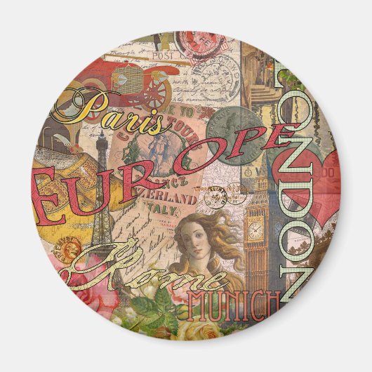 Aimant Europe Travel Vintage (Devant)