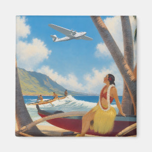Aimant Évasion Aloha de la fille hula hawaïenne vintage p