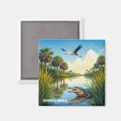 Aimant Everglades Parc National Floride Alligator Heron (Recto/Verso)