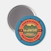 Aimant Everglades Parc National Sunset Retro Compass (Recto/Verso)