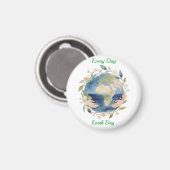 Aimant Every Day Earth Day Floral Globe With Hands (Recto/Verso)