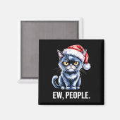 Aimant Ew People Black Cat Christmas Funny Introvert Holi (Recto/Verso)