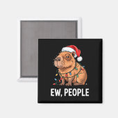 Aimant Ew People Capybara Christmas Lights Funny Introver (Recto/Verso)