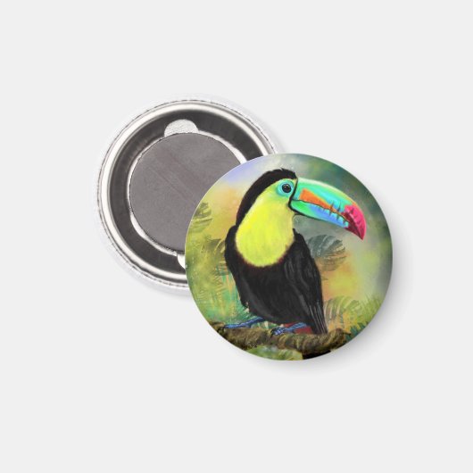 Aimant Exotique Tropical Toco Toucan Bird - Peinture Mign (Recto/Verso)