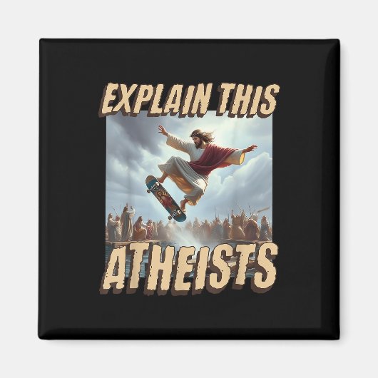 Aimant Expliquez-leur ce athée drôle mème Jésus Skateboar (Devant)