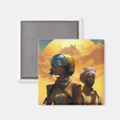 Aimant Explorateurs de planètes science-fiction Afrofutur (Recto/Verso)