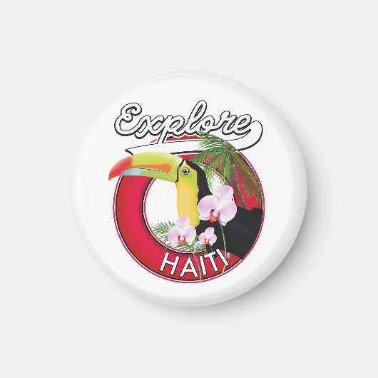 Aimant Explorez le logo Haïti. (Devant)