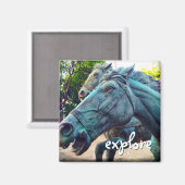 Aimant Explorez le script Chevaux Turquoise Statue antiqu (Recto/Verso)