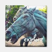 Aimant Explorez le script Chevaux Turquoise Statue antiqu (Devant)