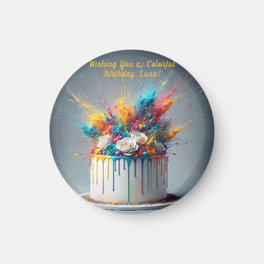 Aimant Explosion de joie - Joyeux gâteau d'anniversaire (Devant)