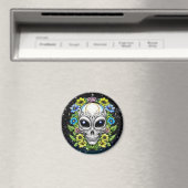 Aimant Extraterrestre Alien avec yeux et fleurs bleus (In Situ (Lave-vaisselle))