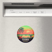 Aimant Exuma Bahamas Retro Sunset Seagull Souvenir 1950 (In Situ (Lave-vaisselle))