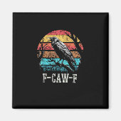 Aimant F-Caw-F Crow Retro Sunset Pun Funny Bird Cawing Gr (Devant)