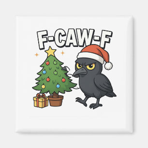 Aimant F-caw-f Noël Corbeau Corbeau Noël Mème d'arbre
