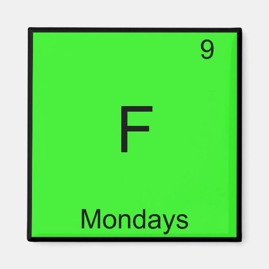 Aimant F - Mois Symbole de l'élément de chimie (Devant)
