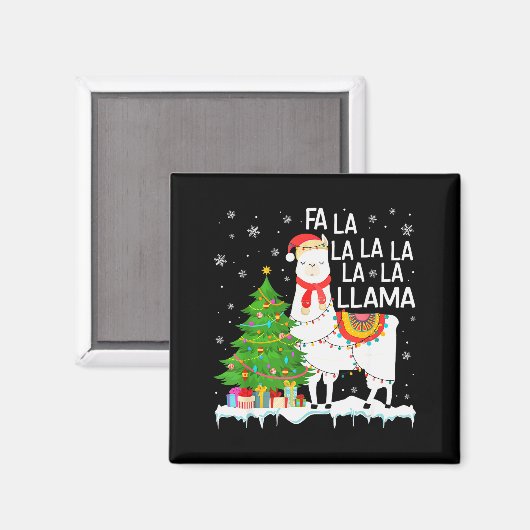 Aimant Fa La La Llama Christmas Funny Xmas Pajamas Animal (Recto/Verso)
