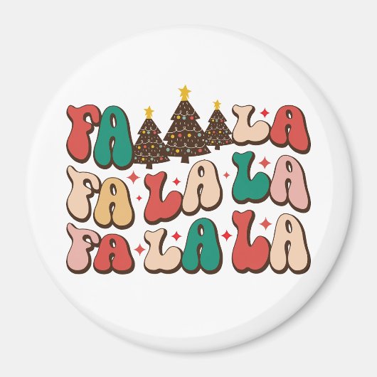 Aimant Fa la la Retro Vacances de Noël Super (Devant)