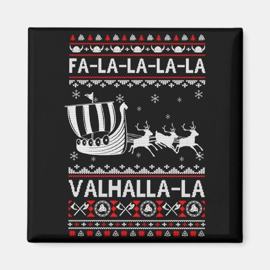 Aimant Fa La La Valhalla Viking Ship Christmas Xmas Ugly (Devant)