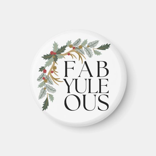 Aimant Fab-Yule-Ous Noël moderne Vert, Rouge et Or (Devant)