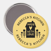 Aimant Fabriqué Avec Amour Cuisine Jaune (Recto/Verso)