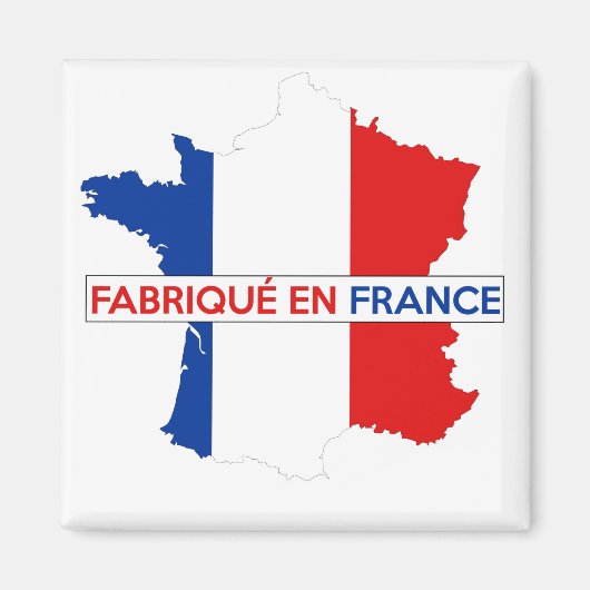Aimant fabriqué en france carte pays drapeau étiquette (Devant)