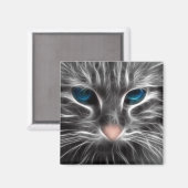 Aimant Face de chat bleu magnifique (Recto/Verso)