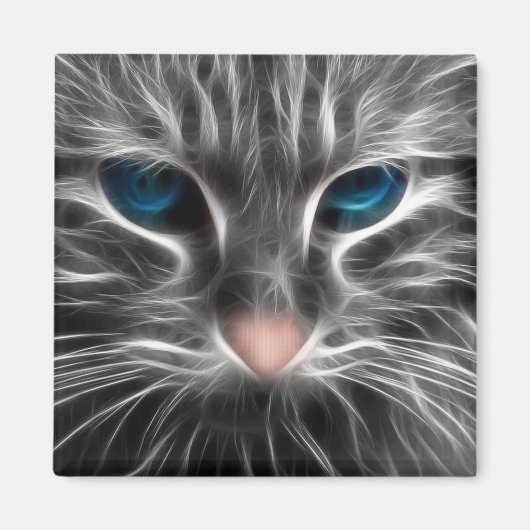 Aimant Face de chat bleu magnifique (Devant)