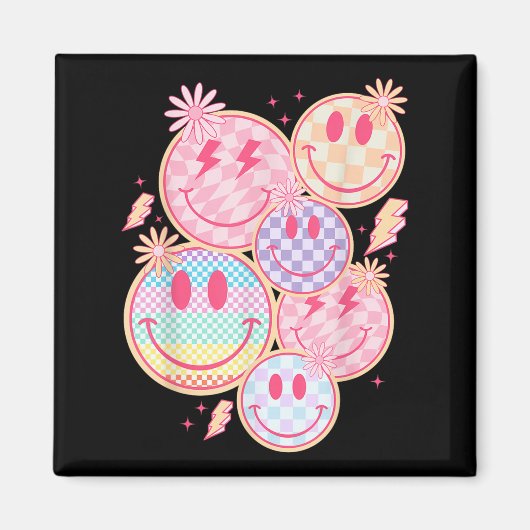Aimant Face de sourire rétro Fleur de visage heureux À da (Devant)