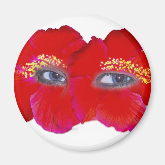 Aimant Face d'Hibiscus - Rouge (Devant)