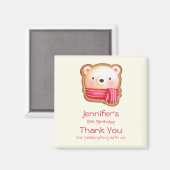 Aimant Face d'ours mignonne dans un Merci d'anniversaire  (Recto/Verso)