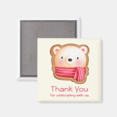 Aimant Face d'ours mignonne dans un Merci d'écharpe rouge (Recto/Verso)