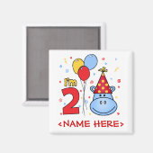 Aimant Face Hippo bleu 2e anniversaire (Recto/Verso)